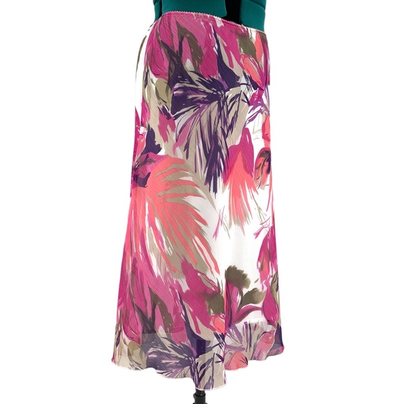 Tribal Pink Floral Patterned Lined Midi Skirt, 12 - Picture 9 of 16
